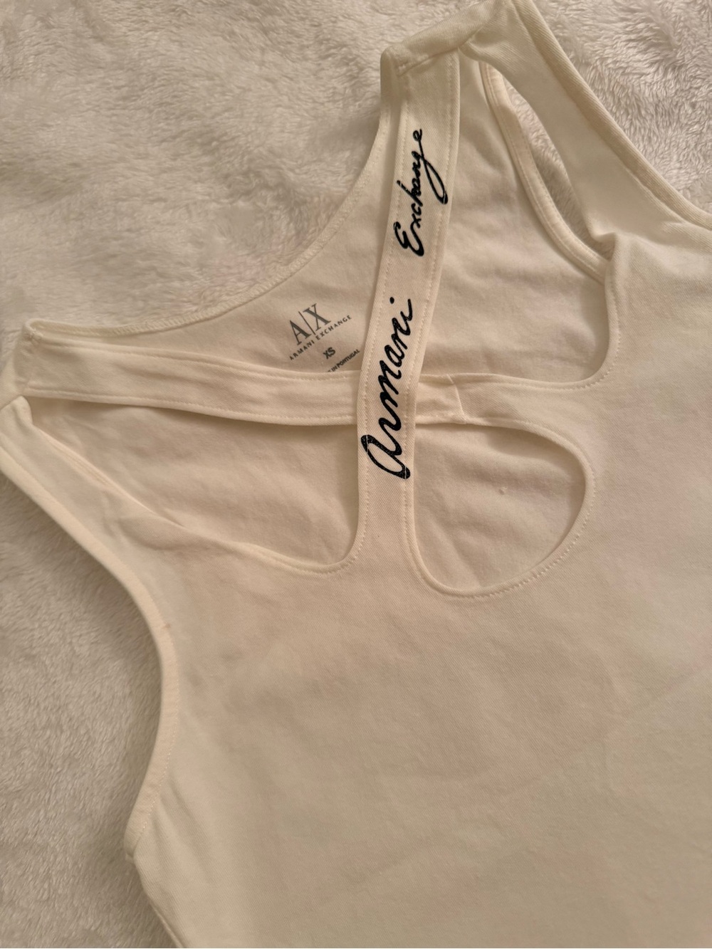 Armani Exchange Women's white Tank Top with Signature Strap